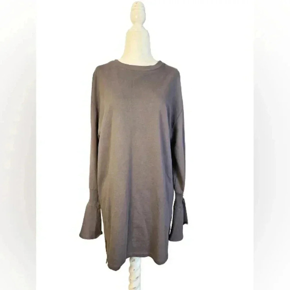 Zara Basic Collection Charcoal Gray Flare Sleeve High Low Dress Size S - Picture 1 of 7